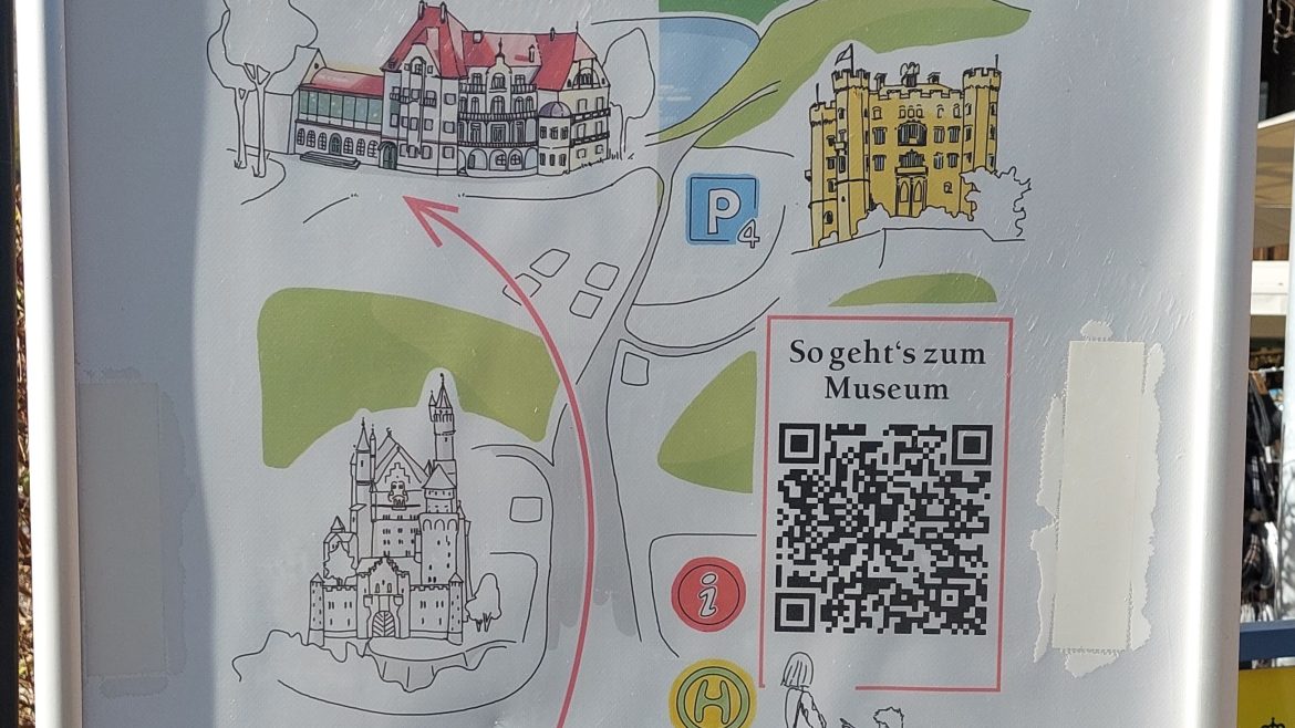 info-museum-of-the-kings-of-bavaria-hohenschwangau-bavaria-germany information map showing museum and parking locations hohenschwangau, bavaria-germany