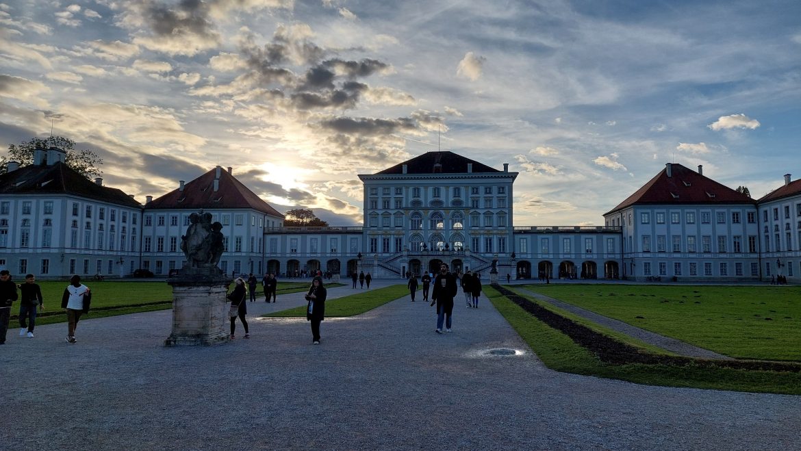 nymphenburg-palace-sunset-munich-bavaria-germany nymphenburg palace sunset munich bavaria germany front view golden hour bavaria germany