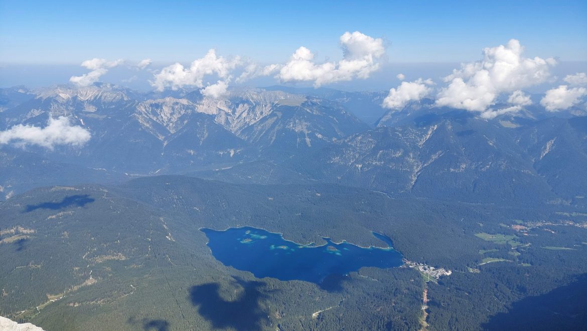 eibsee-lake-from-zugspitze-bavaria-germany View of Eibsee Lake from Zugspitze summit, Bavaria, Germany